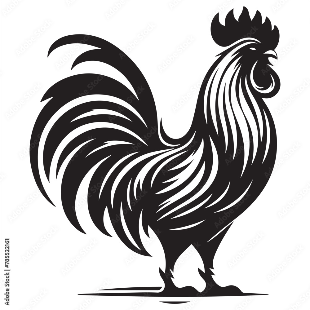 Rooster silhouette vector illustration templates solid white background