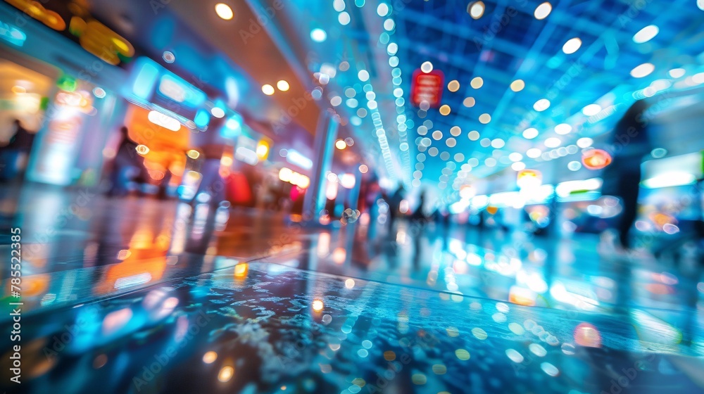 Vibrant scene of an airport terminal with blurred motion effect, illustrating the bustling activity of travelers Vibrant scene of an airport terminal with blurred motion effect, illustrating the bustling activity of travelers