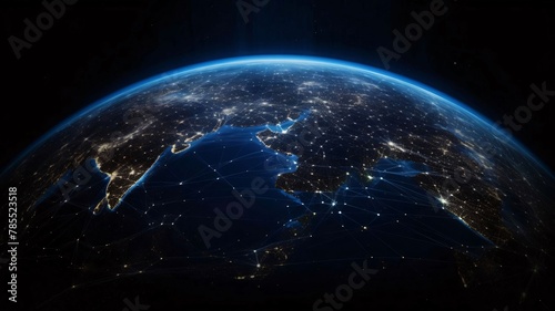 Global network connection covering the earth. 3D illustration. Elements of this image furnished by NASA