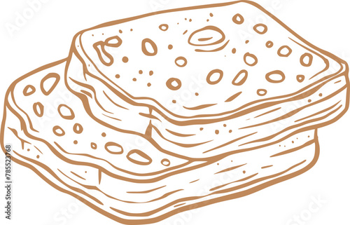 Bread Sliced baking bakery dessert vintage line art sketch