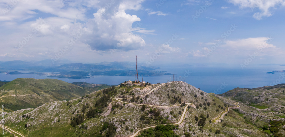 Aerial view of the Monastery of Pantokrator on the island of Corfu