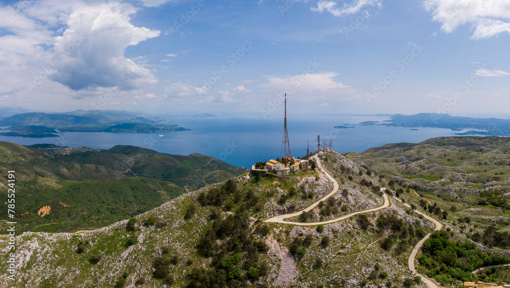 Aerial view of the Monastery of Pantokrator on the island of Corfu
