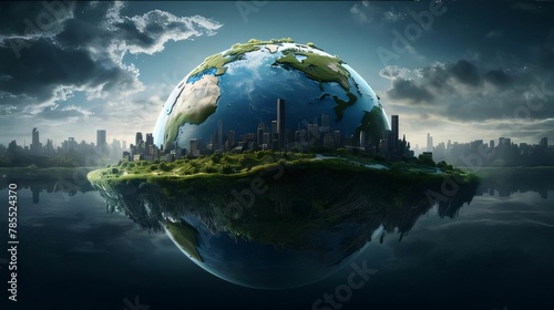 Earth planet and cityscape. Elements of this image furnished by NASA © Hawk