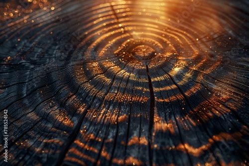 Close up of tree stump with sun in background