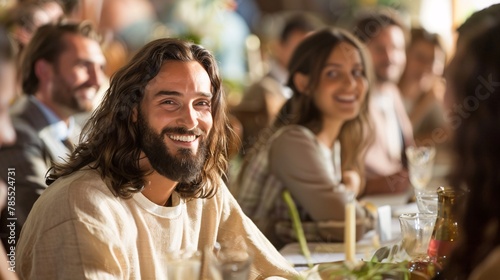 Jesus attends a bustling business meeting, offering wisdom and guidance to professionals, fostering collaboration and innovation in the corporate world