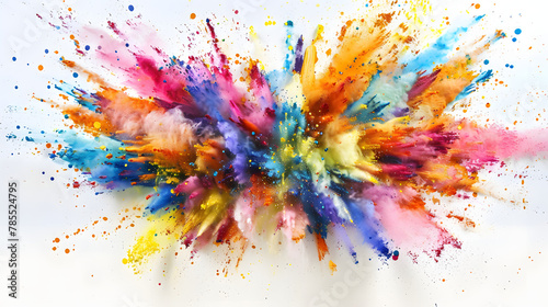 Colorful powder splash explosion with white background, illustration