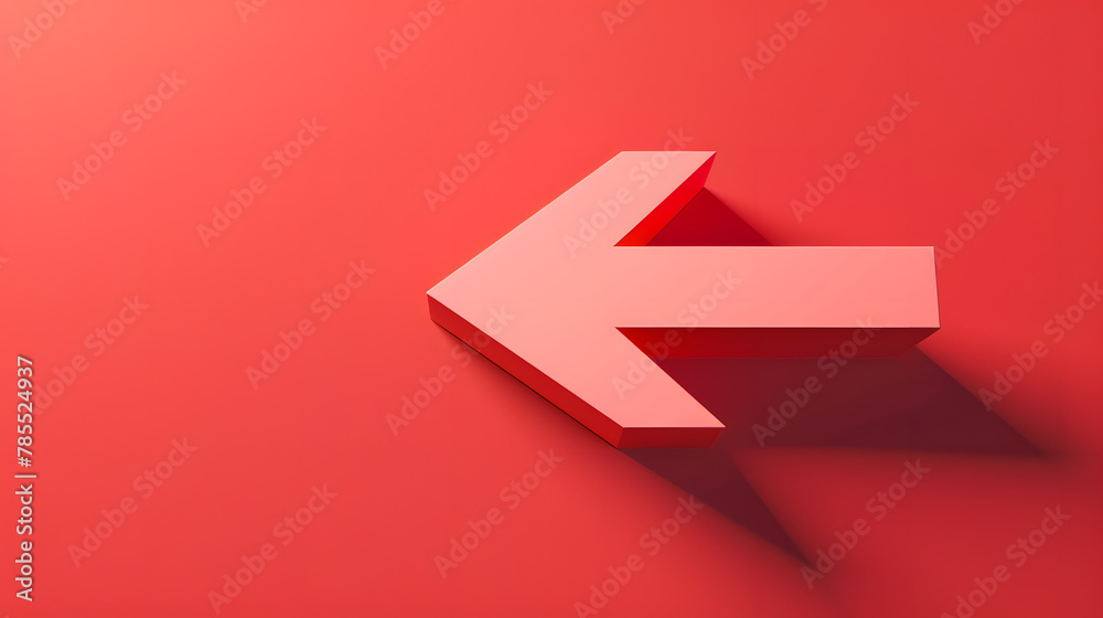 Icon red arrow left direction on a red background Icon red arrow left direction on a red background