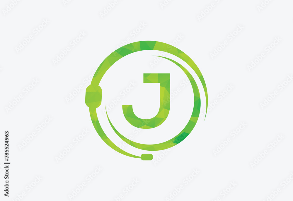 Headphones green Triangle Node Vector with latter J Headphones green Triangle Node Vector with latter J