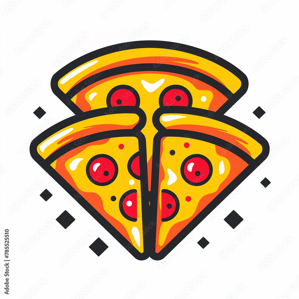 pizza slices hidden in red rectangles logo vector. Made with generative ai
