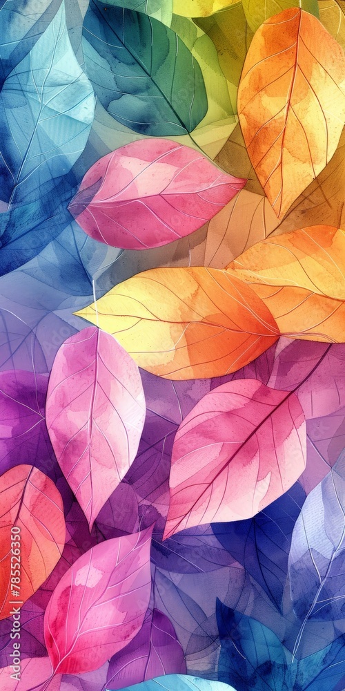Vibrant multicolored background with diverse leaves