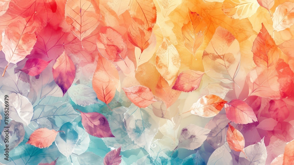 Colorful leaves painting on white background Colorful leaves painting on white background