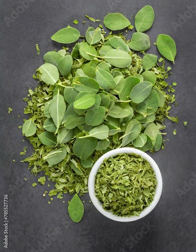 Calm and Relaxation: Top View of Organic Moringa Green Tea