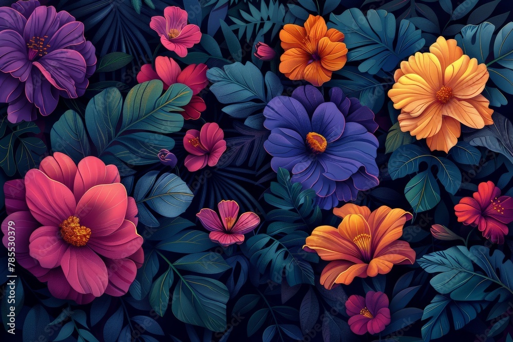 Collection of flowers on wall Collection of flowers on wall
