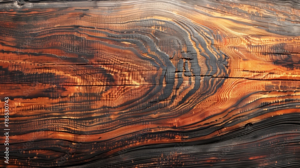 Naklejka premium Rich Stain: Deep Stained Wood Background