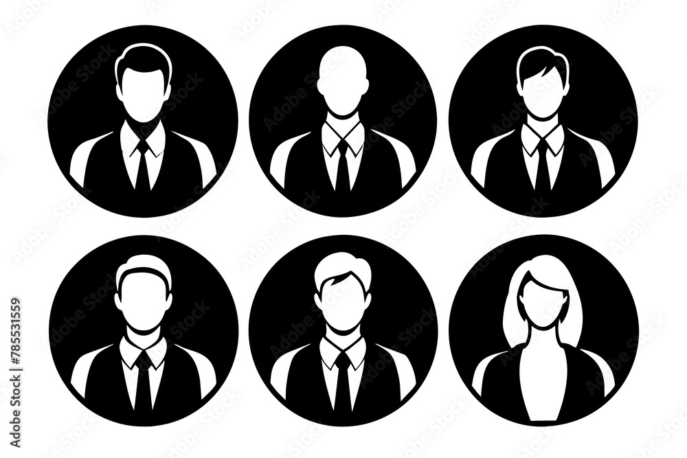vector set featuring rounded business people icons, perfect for various business and professional contexts vector set featuring rounded business people icons, perfect for various business and professional contexts