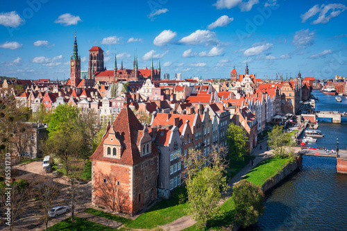 Aerial landscape of the Main Town of Gdansk by the Motlawa river, Poland. © Patryk Kosmider