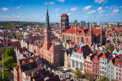 Aerial landscape of the Main Town of Gdansk at spring, Poland. © Patryk Kosmider
