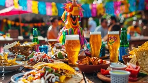 Cinco de Mayo Celebration with Mexican Beer and Festive Decor