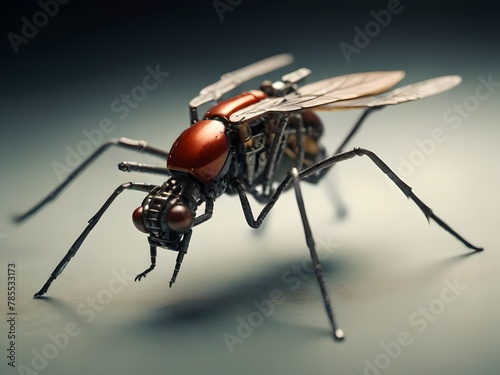 Macro of a futuristic winged insect drone robot © Jose Gaspar Martin