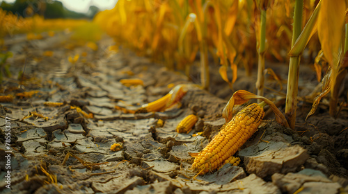 A photo of wilted crops, with cracked soil as the background, during a water scarcity crisis