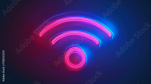 A 3D wireless digital router symbol for a mobile phone or computer. A futuristic circle network sign in red and blue.