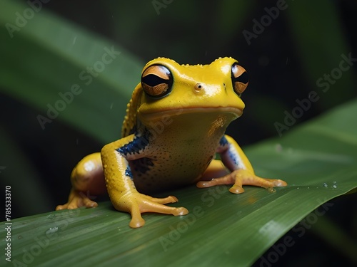 Yellow frog on a leaf