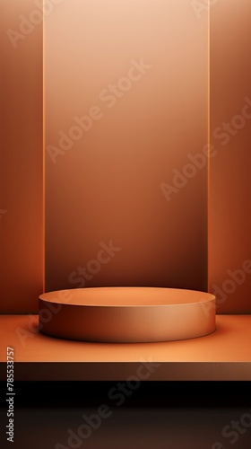 Tan podium background  platform for product presentation with empty space on dark studio wall vector illustration 3d rendering mockup