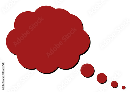 A cute blank empty thought bubble (cute comic strip style). Red body, no border, black shadow.
