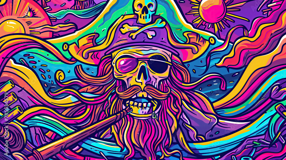 A psychedelic Pirate. Generative AI