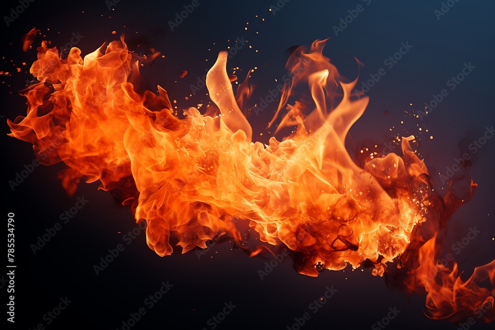 Fototapeta premium Fire flame on black background