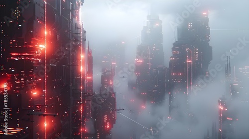 Dystopian City in AI War's Aftermath. Concept Dystopian City, AI War aftermath, Sci-fi landscapes, Cyberpunk aesthetics photo