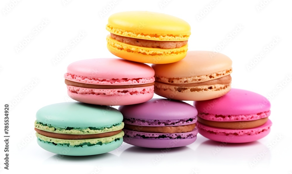 French colorful macarons isolated on white French colorful macarons isolated on white