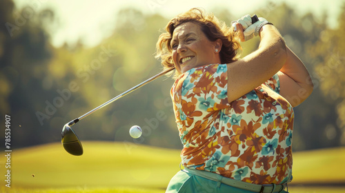 Joyful Senior Woman Enjoying a Sunny Day of Golf