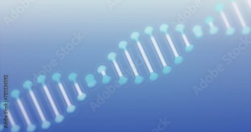 Image of rotating dna helix against blue background