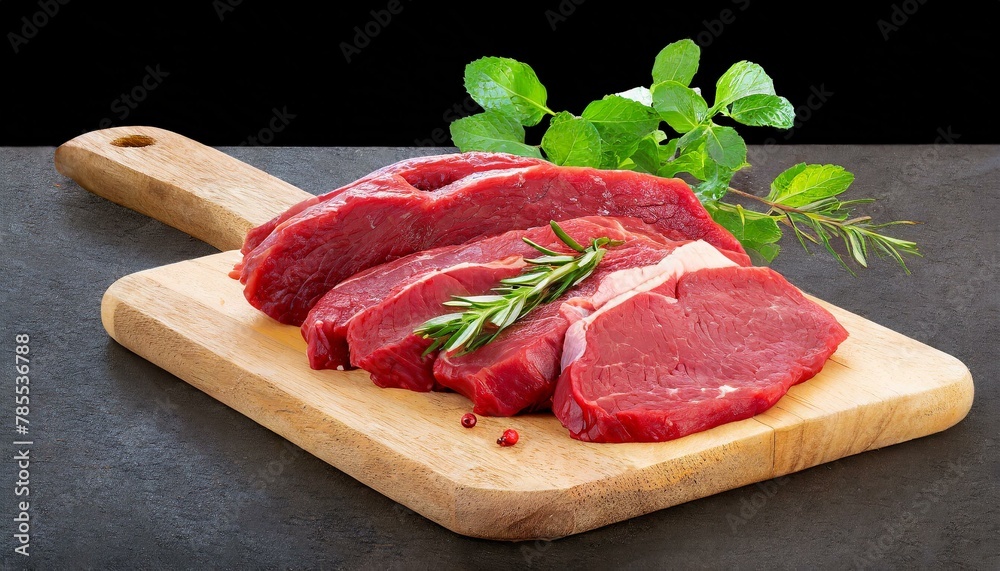 Tender and Juicy: Red Beef Meat on Wood, Isolated PNG Tender and Juicy: Red Beef Meat on Wood, Isolated PNG