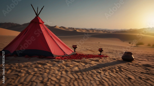 Muharram - Illustration of a Muharram Ashura s Red Camping Design