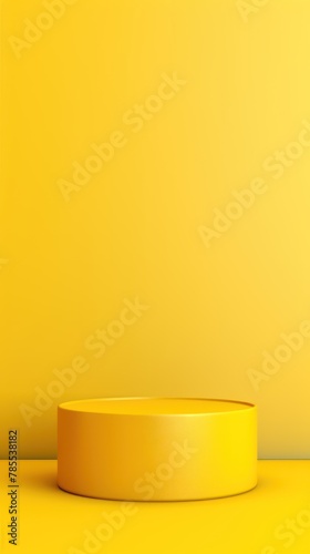Yellow minimal background with cylinder pedestal podium for product display presentation mock up in 3d rendering illustration vector design