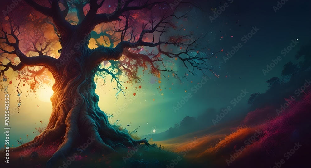 Fantasy Tree Colorful Illustration Fantasy Tree Colorful Illustration