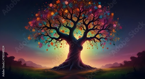 Fantasy Tree Colorful Illustration