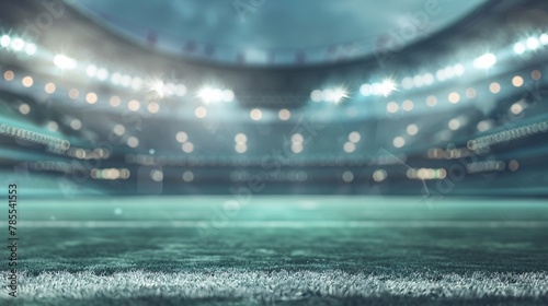 Blurred perspective of an uninhabited stadium interior, capturing the emptiness of the space and the architectural details, with muted colors and gentle illumination 01