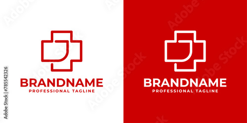 Letter J Medical Cross Logo, suitable for business related to Medical Cross or Pharmacy with J initial