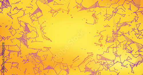 Image of pink dots connecting lines against yellow background photo