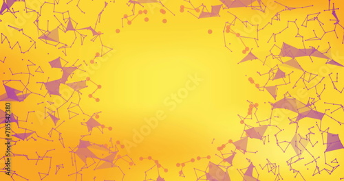 Image of pink dots connecting lines against yellow background photo