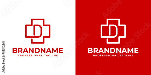 Letter D Medical Cross Logo, suitable for business related to Medical Cross or Pharmacy with D initial