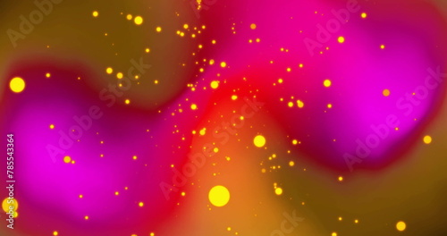 Image of white light orbs over pink and orange lights