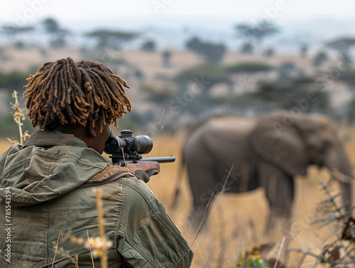 Elephant hunting in Africa