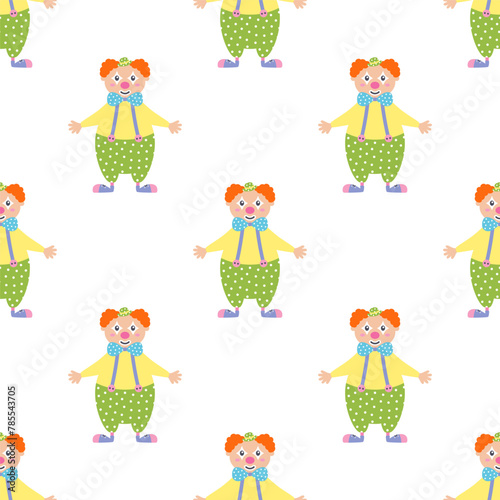 seamless pattern with cartoon clown