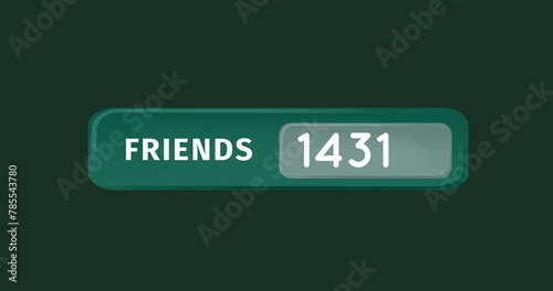 Image of numbers changing and friends text in green banner over green background