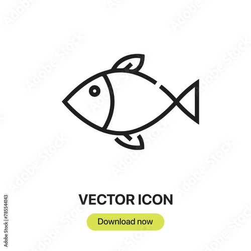 Fish icon vector. Linear-style sign for mobile concept and web design. Fish symbol illustration. Pixel vector graphics - Vector.  