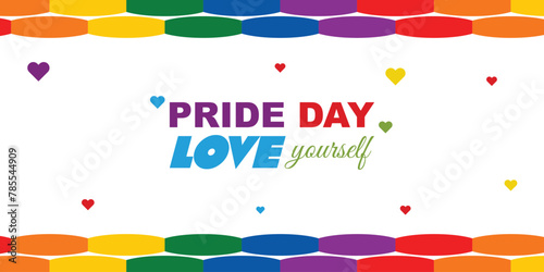 pride day wishing white color background and seven colors for rainbow design vector file, colors, LGBT, grunge colors, typography, hearts photo